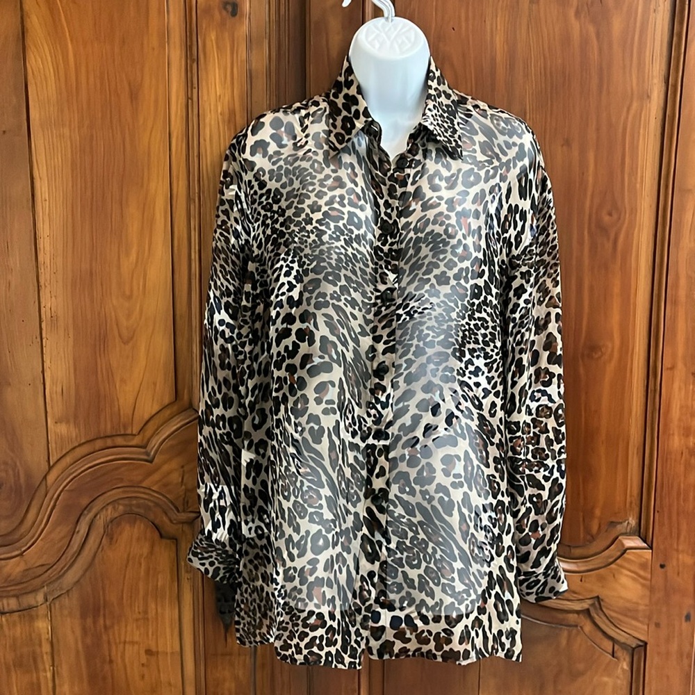 Vintage Leopard print long sleeve tunic style top